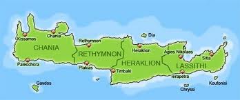 Kreta is verdeeld in 4 regios